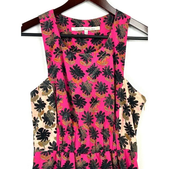 RACHEL Rachel Roy Womens Floral Racer Style Back Scoop Neck Dress Size 8 U4 - Picture 4 of 12